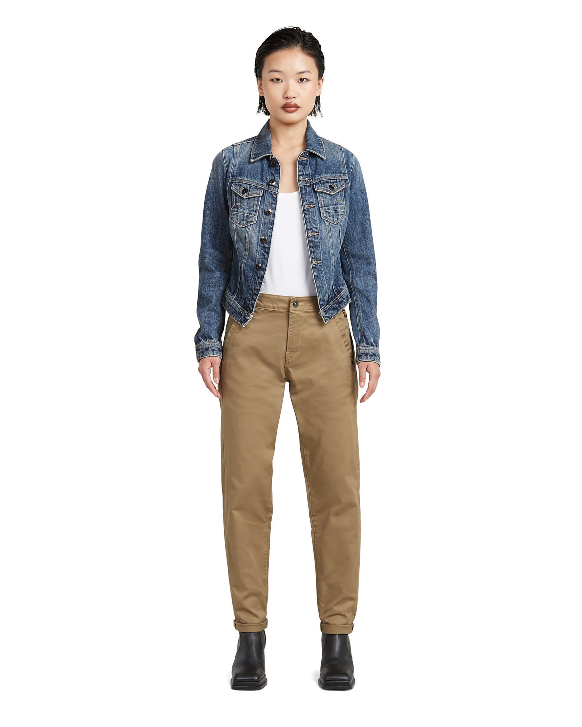 brūns G-STAR Pakapēniski sašaurināts piegriezums Čino bikses 'Kate'