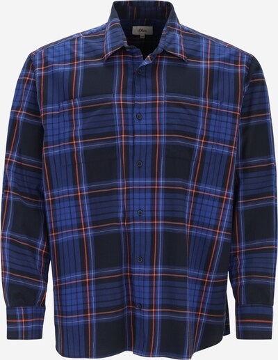 s.Oliver Men Big Sizes Button Up Shirt in Kitt / Blue / Dark blue / Light orange, Item view