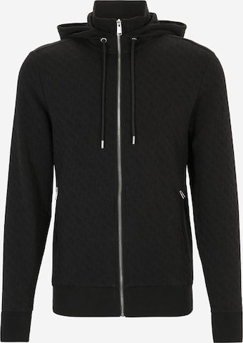 BOSS Black Zip-Up Hoodie 'Steele' in Black: front