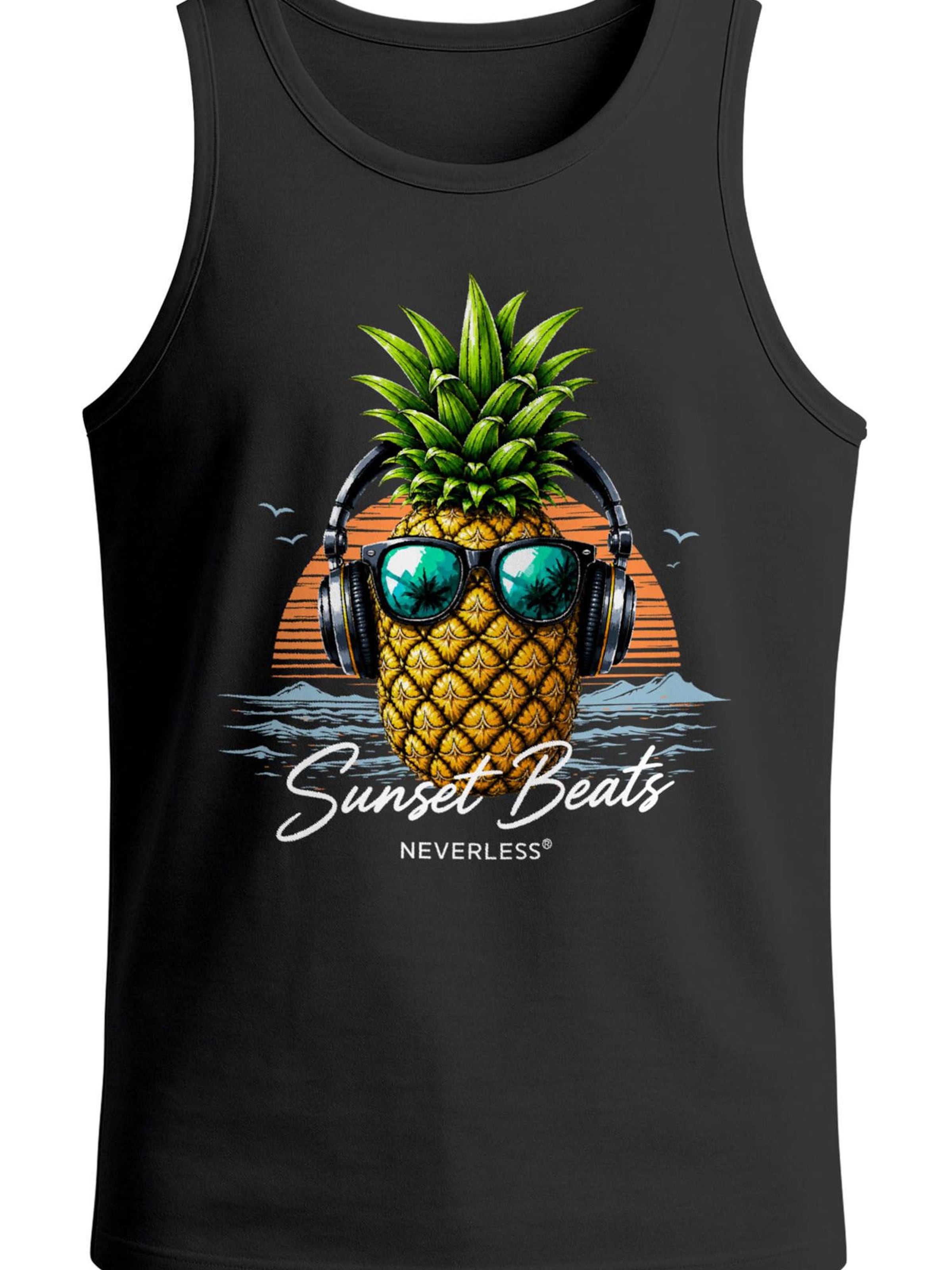 Neverless Shirt 'Sunset Beats'‌ in Schwarz: Vorderseite