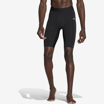 ADIDAS PERFORMANCE Skinny Workout Pants in Black: front