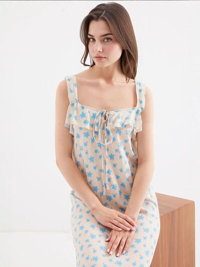 Bigdart Summer Dress in Cream / Sky blue / Brown, Item view