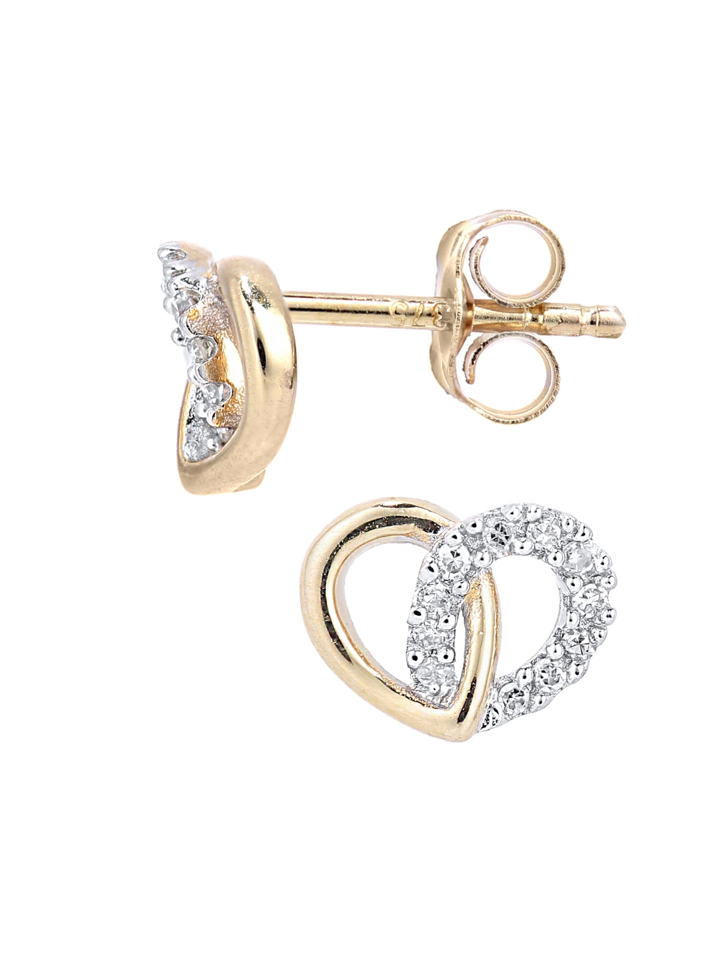 DIAMANT LETERNEL - Pendientes 'Ohrstecker aus 375 Gelbgold mit Diamant Herz-Design' en oro