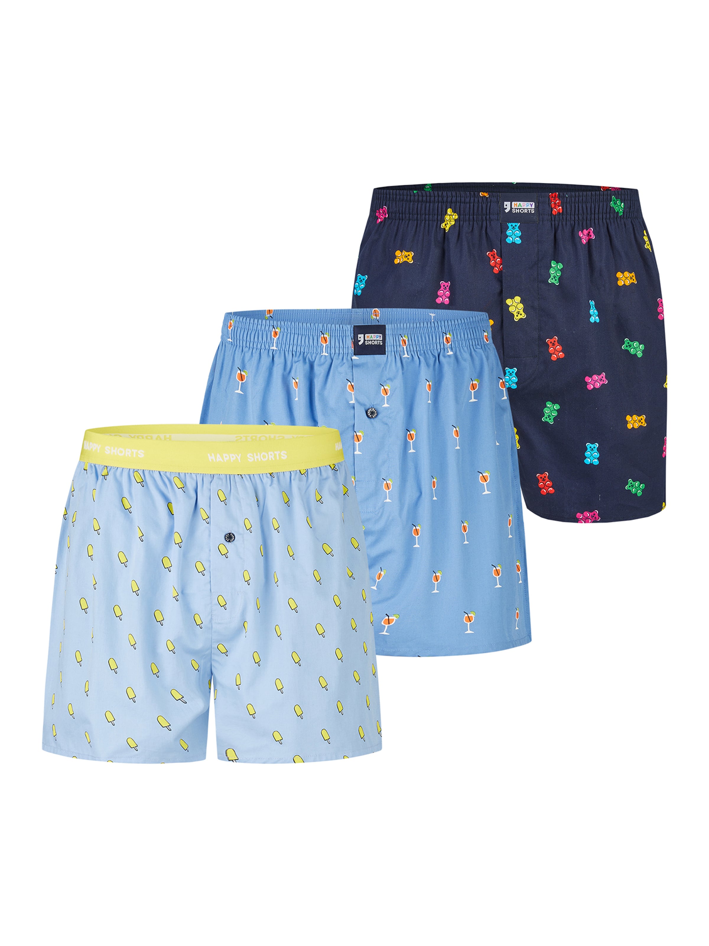 Boxers ' Motiv Mix ' Happy Shorts en bleu : devant