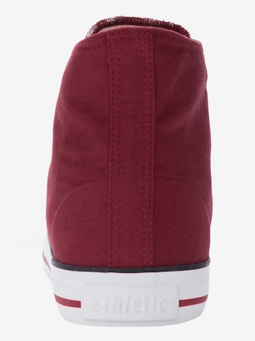 Baskets hautes 'Fair Trainer White Cap High Cut' Ethletic en rouge