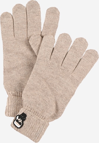 Karl Lagerfeld Full Finger Gloves in Beige: front