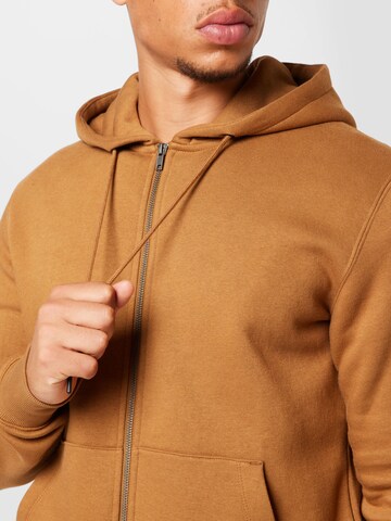 JACK & JONES Zip-Up Hoodie 'JJEStar' in Brown