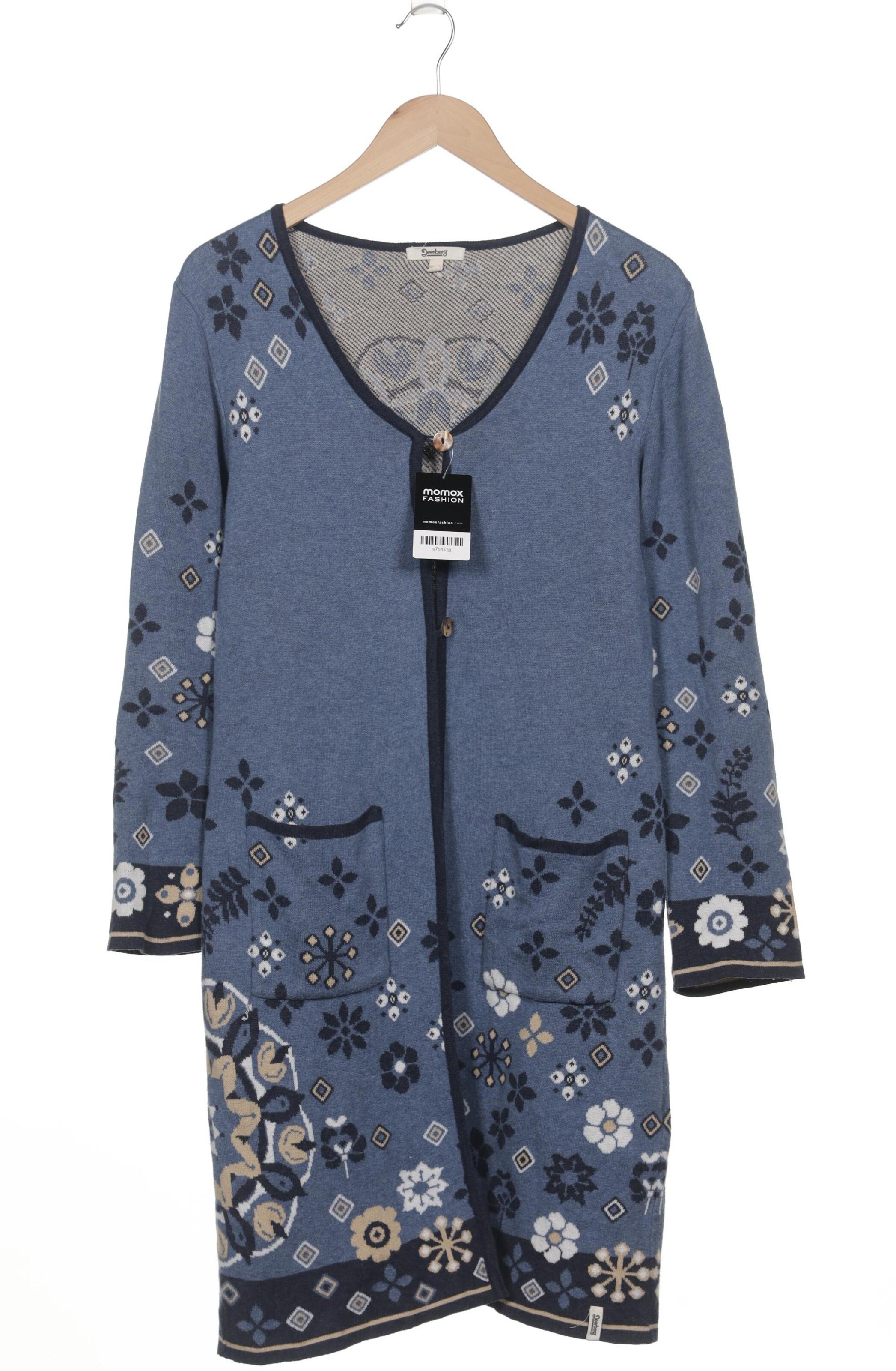 Strickjacke - Dackel – blau/weiß