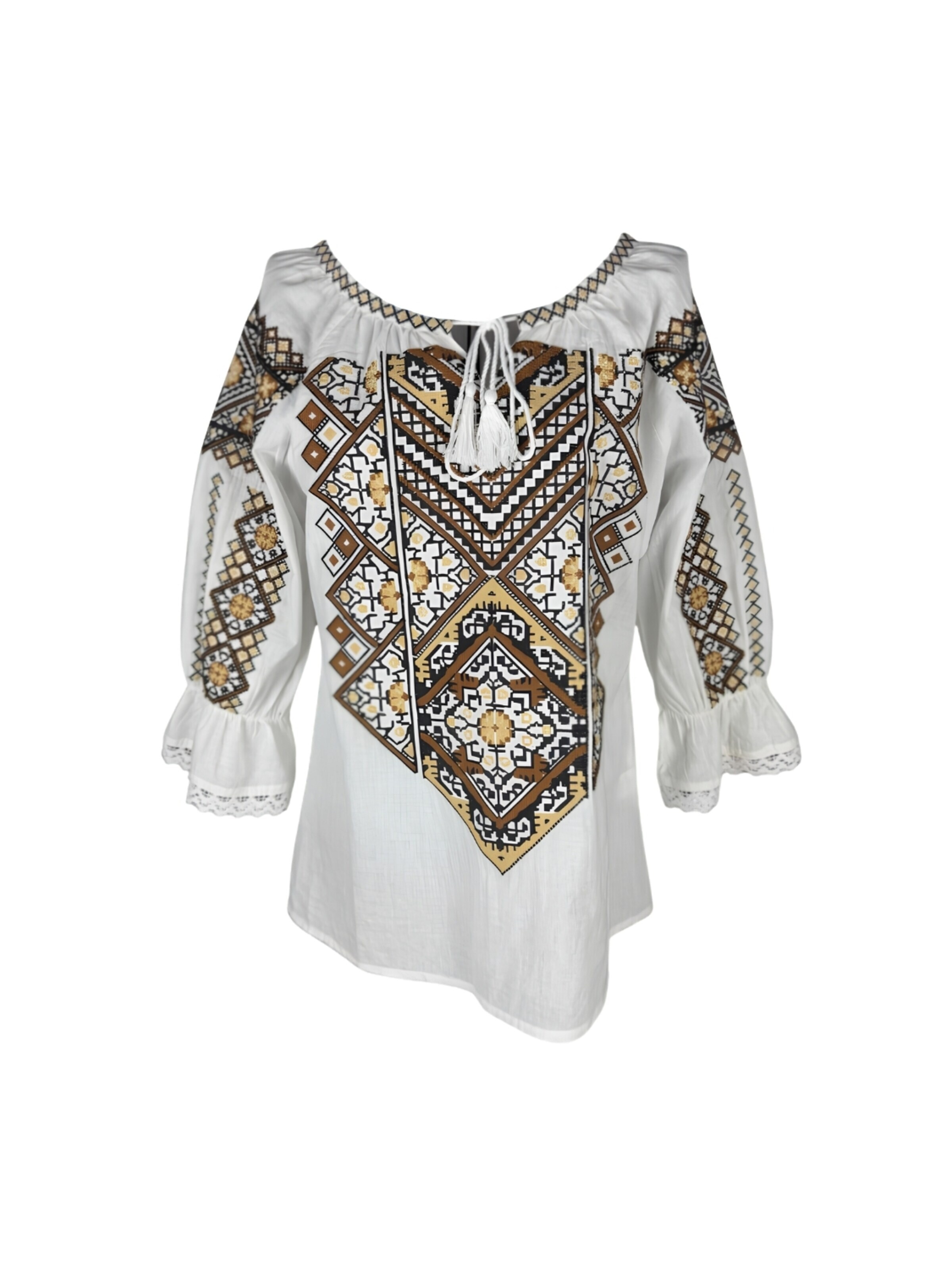 Camicia per costume tradizionale 'Damenbluse IL26 weiß/braun marimea S' di Rody’s forever in bianco: frontale
