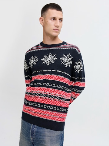 JACK & JONES Pullover 'JJXMAS NOEL' in Blau