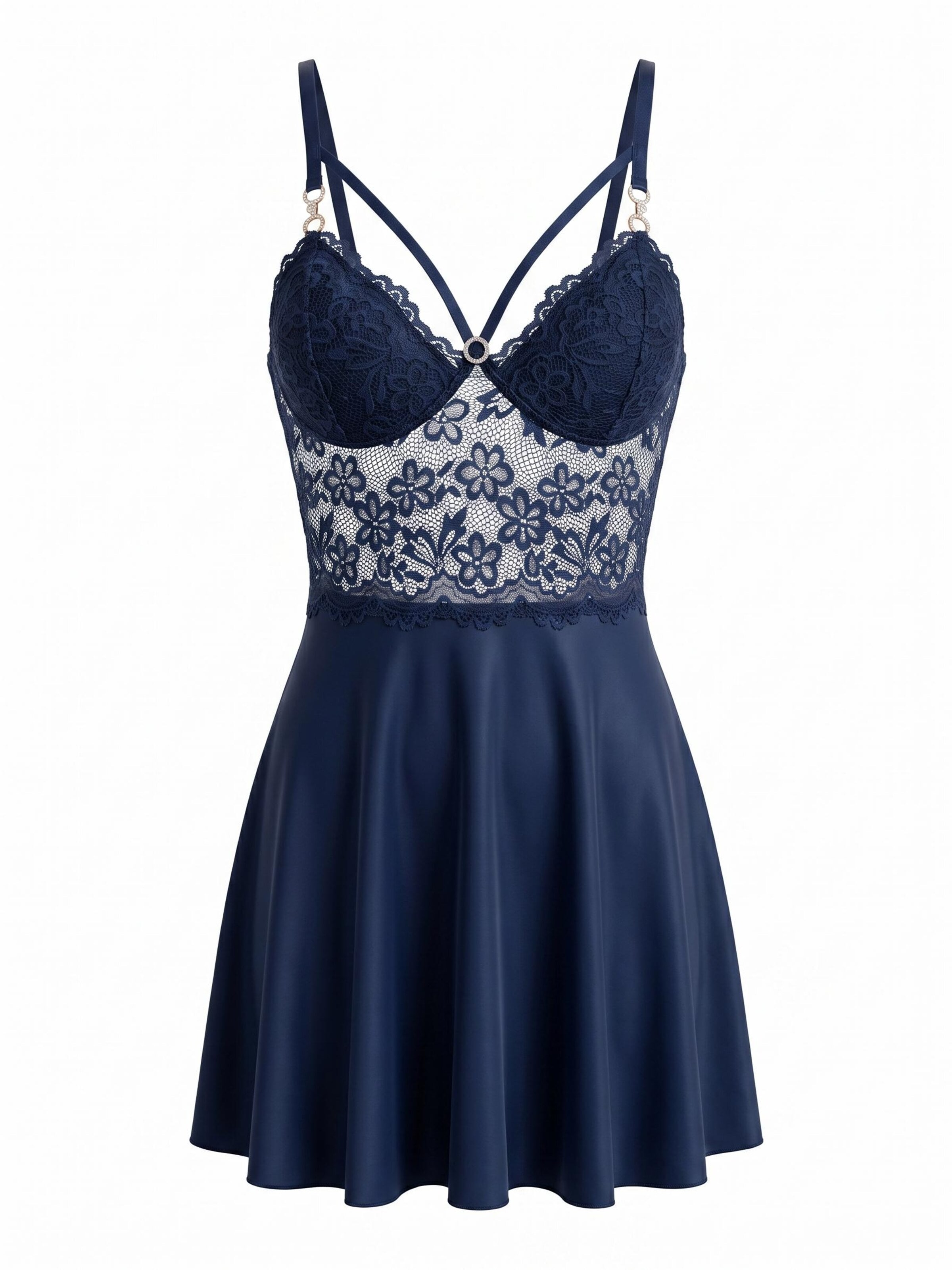 Cupshe Negligee 'Lace' in Blue: front