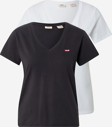 LEVI'S ® Shirt '2Pack Vneck Tee' in Zwart: voorkant