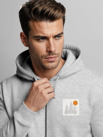 Neverless Zip-Up Hoodie 'Pine Trees' in Grey