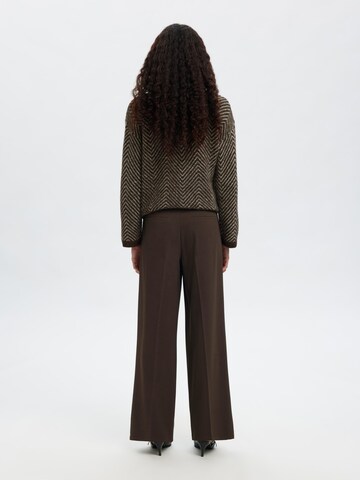 Wide Leg Pantalon 'TINNI' SELECTED en marron