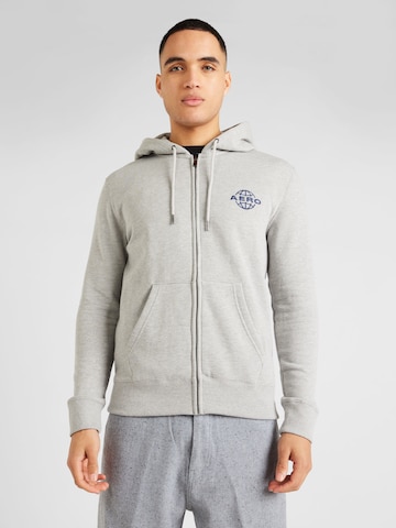 AÉROPOSTALE Zip-Up Hoodie in Grey: front