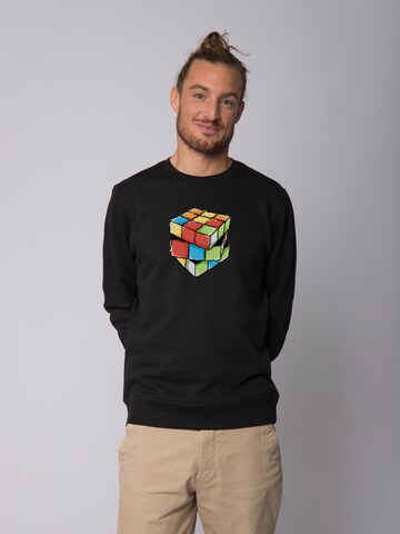 Watapparel Sweatshirt 'Pixel Zauberwürfel' in Zwart: voorkant