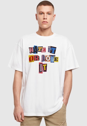 MT Upscale T-shirt 'Hate it or Love it' i vit: framsida
