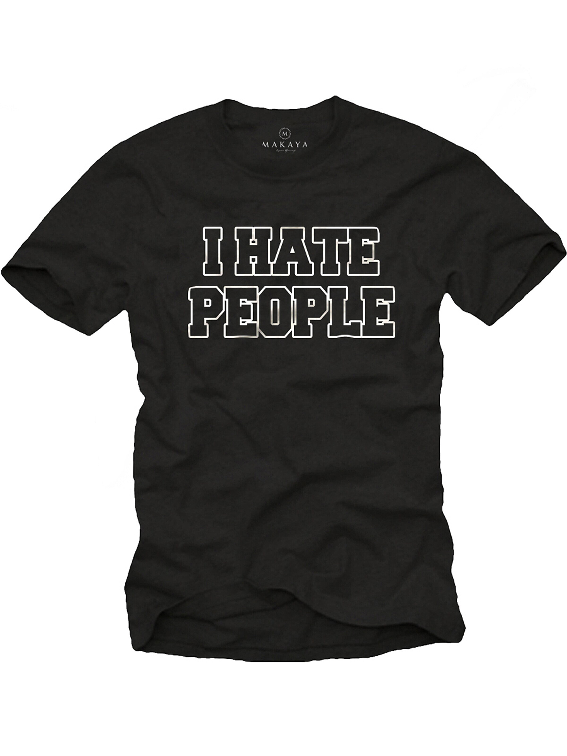 MAKAYA Shirt 'IHatePeople' in Black: front