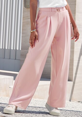 LASCANA Loose fit Pleat-Front Pants in Pink: front