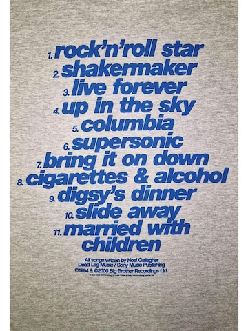Maglietta 'Oasis- Definitely Maybe Tracklistning T-Shirt' di Oasis in grigio