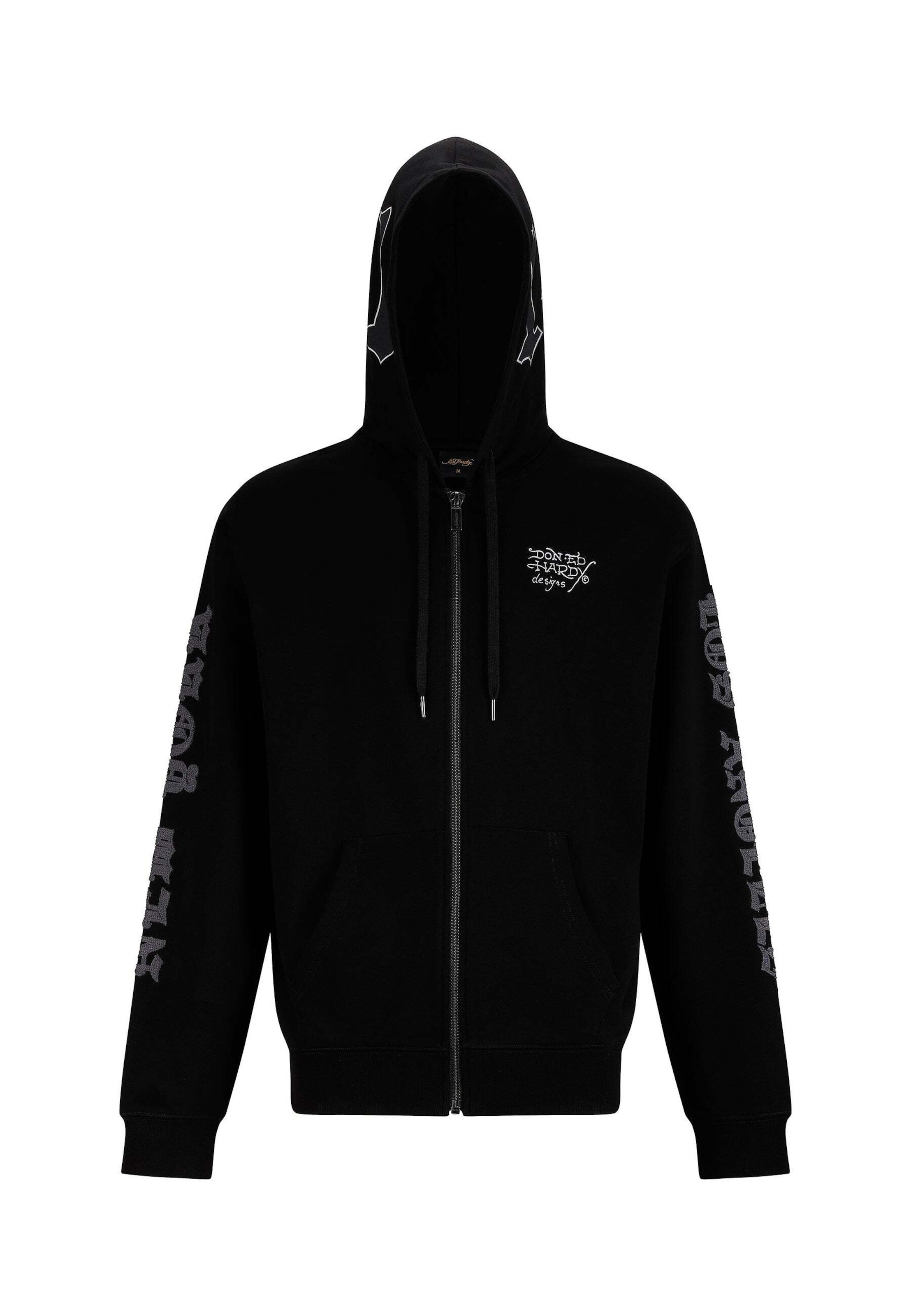 Ed Hardy - Sudadera con cremallera 'Mono Montage' en negro: frente