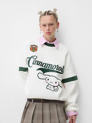 Bershka Sweatshirt in Wit: voorkant