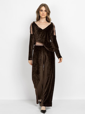 JIORO Wide leg Trousers in Brown