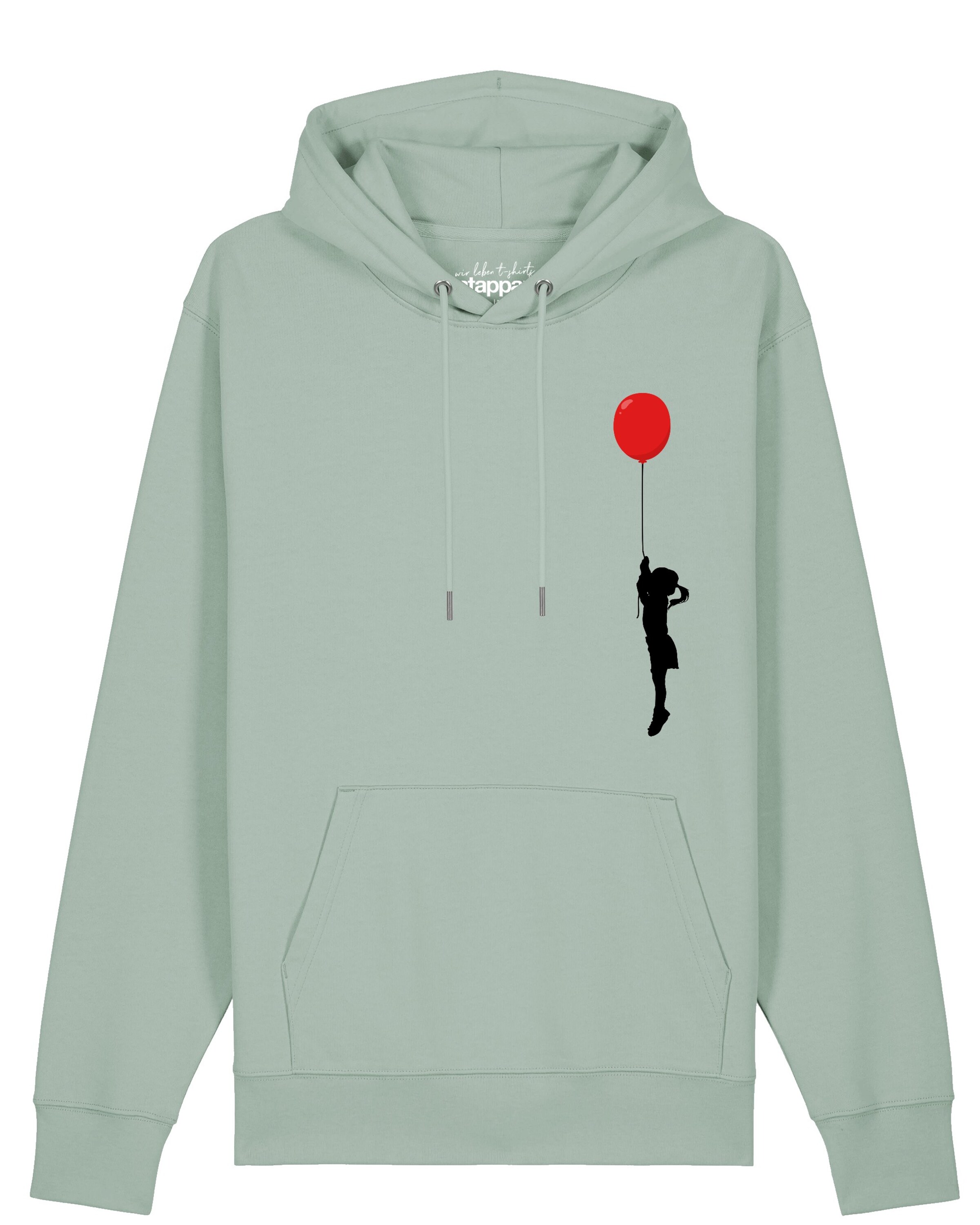 Felpa 'Mädchen mit Luftballon' di Watapparel in verde: frontale