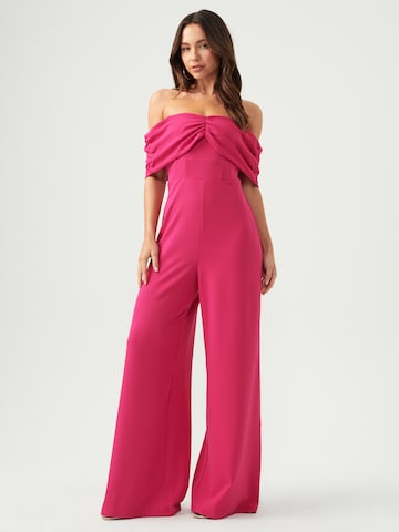 BWLDR Jumpsuit 'Amalie' in Roze: voorkant