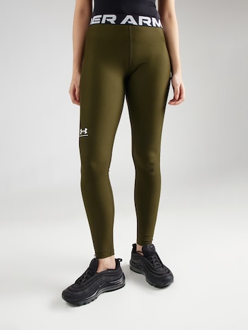 UNDER ARMOUR Скинни Спортивные штаны 'Authentics' в Зеленый: спереди
