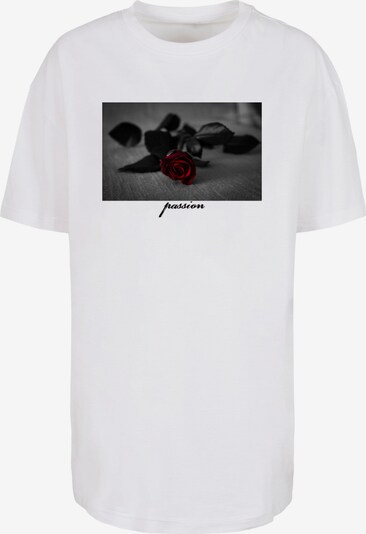 Mister Tee Shirt 'Passion Rose' in grau / rot / schwarz / weiß, Produktansicht