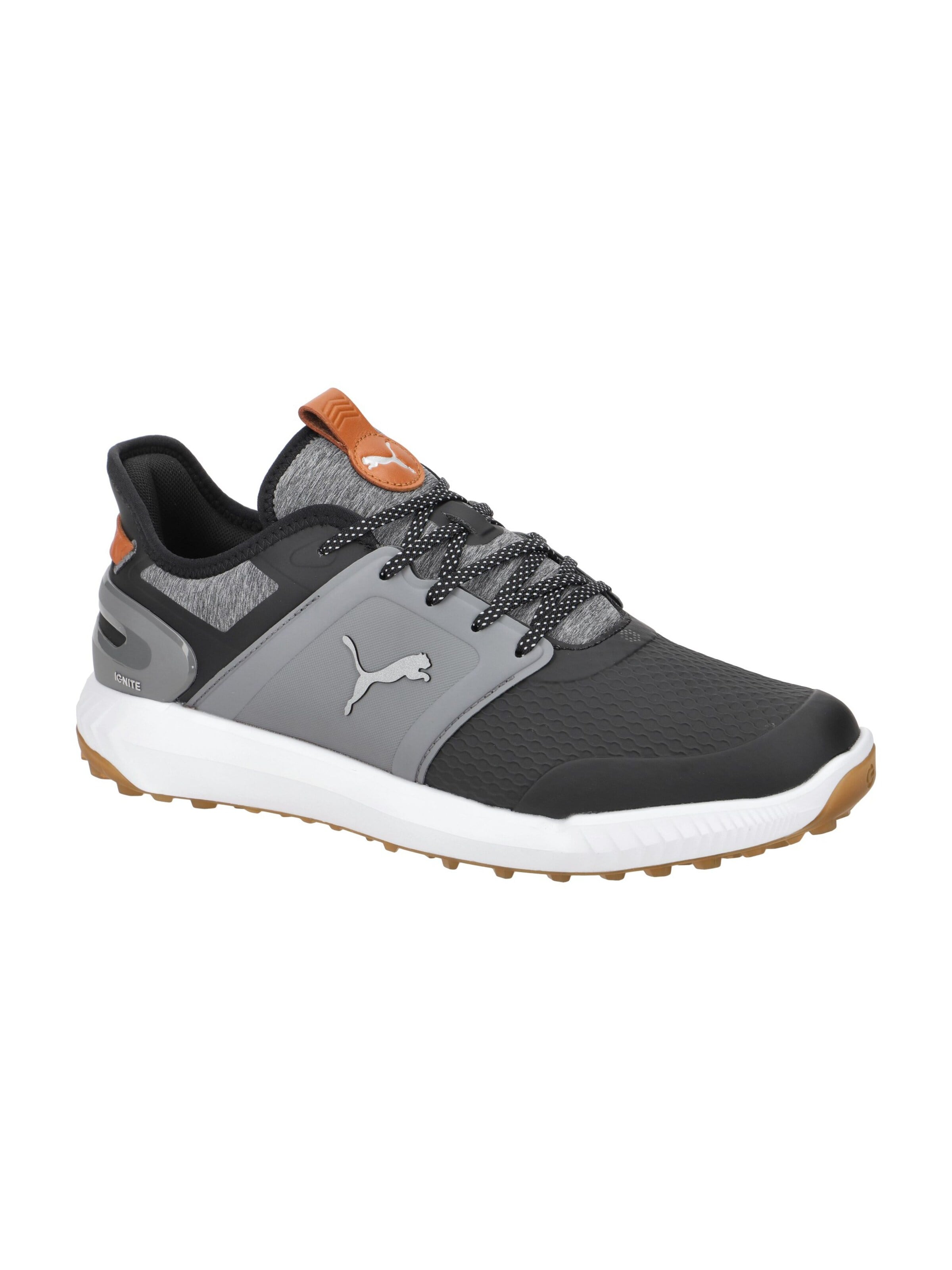 PUMA Athletic Lace-Up Shoes 'Puma IGNITE Schuhe schwarz grau Golfschuhe 376077' in Black: front