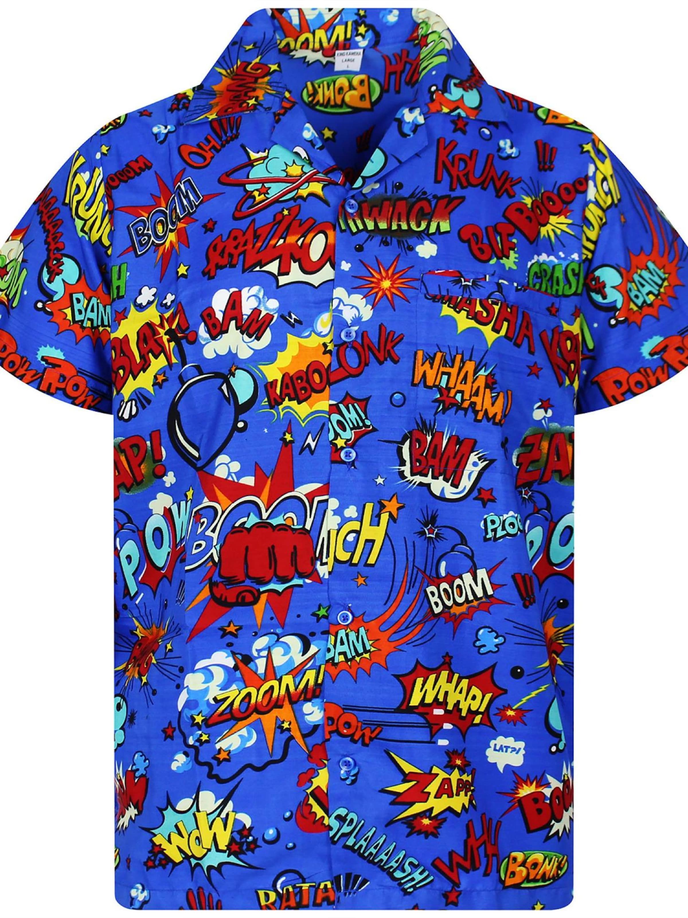 Maglietta 'Boom Bang' di King Kameha in blu: frontale