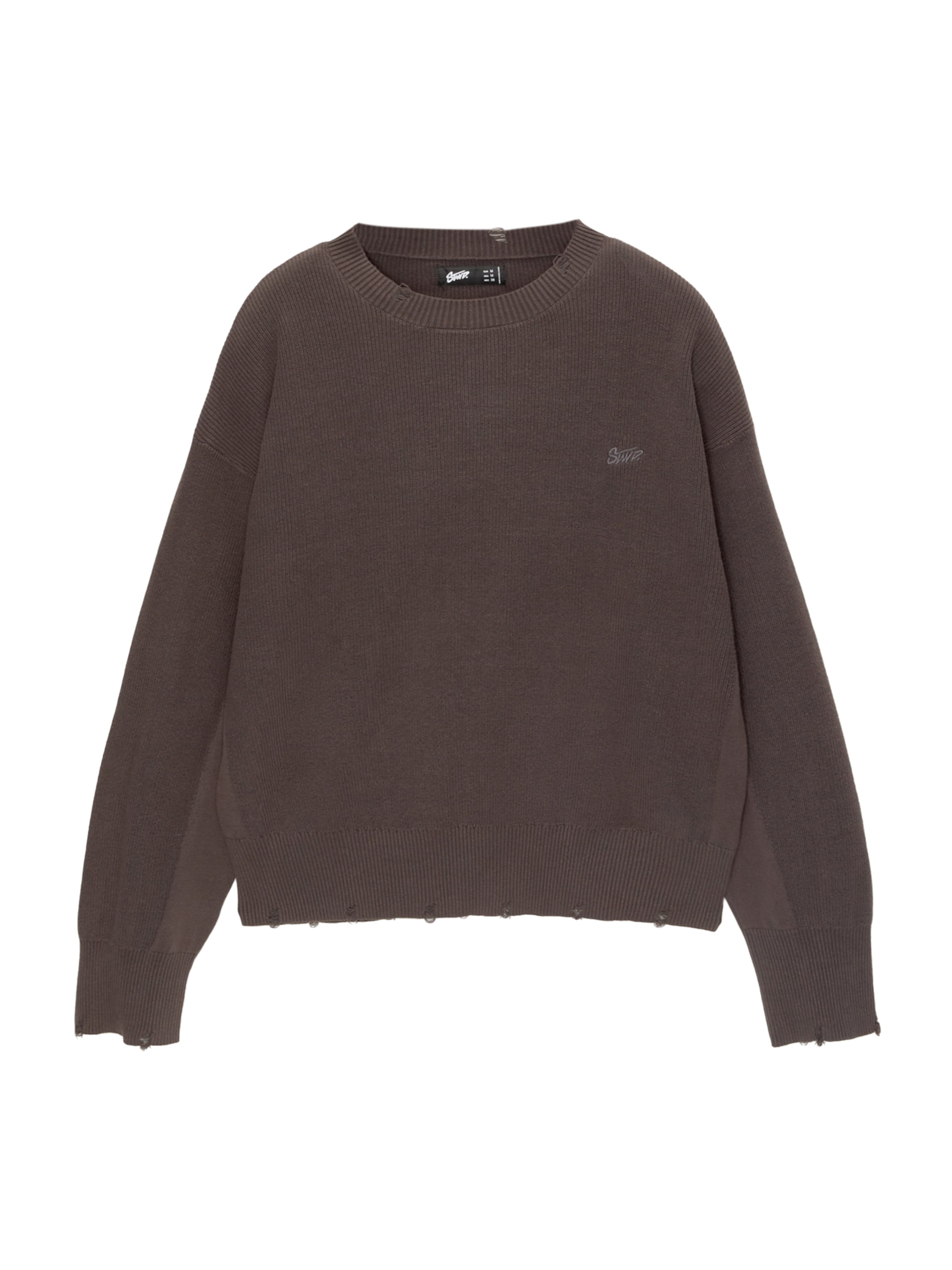 Pull&Bear Sveter 'STWD' - Sivá: predná strana