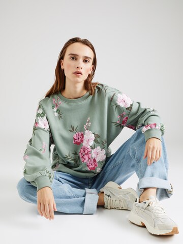 ONLY Sweatshirt 'WANTED' in Grün