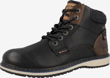 TOM TAILOR DENIM Lace-Up Boots in Black: front