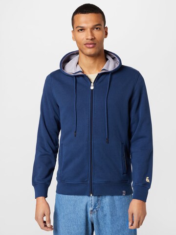 COLOURS & SONS Zip-Up Hoodie in Blue: front