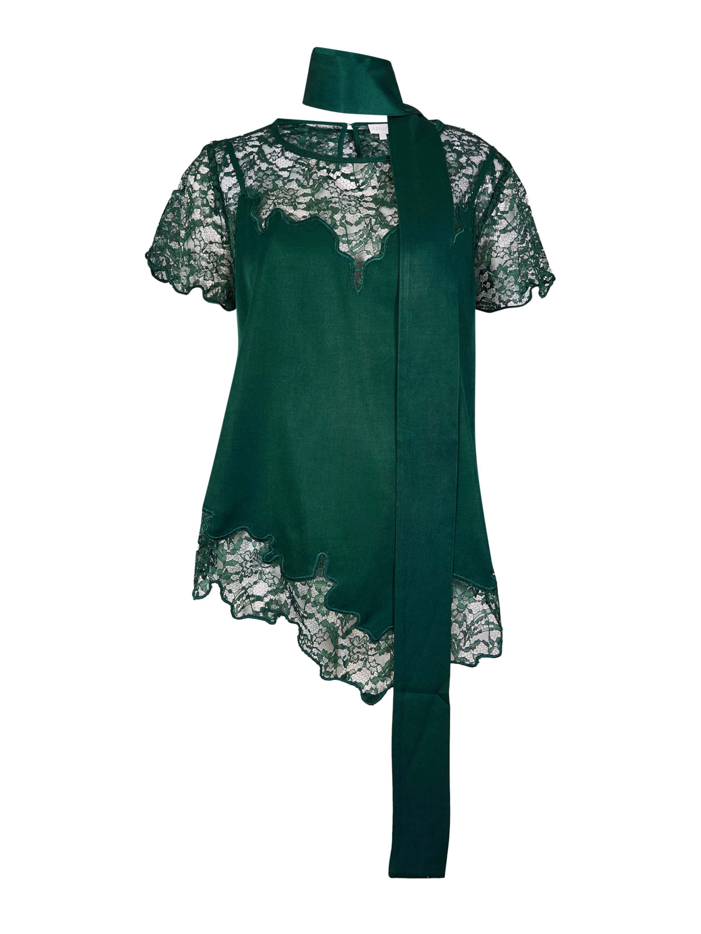 Apricot Blouse ' Satin-Top ' in Groen: voorkant