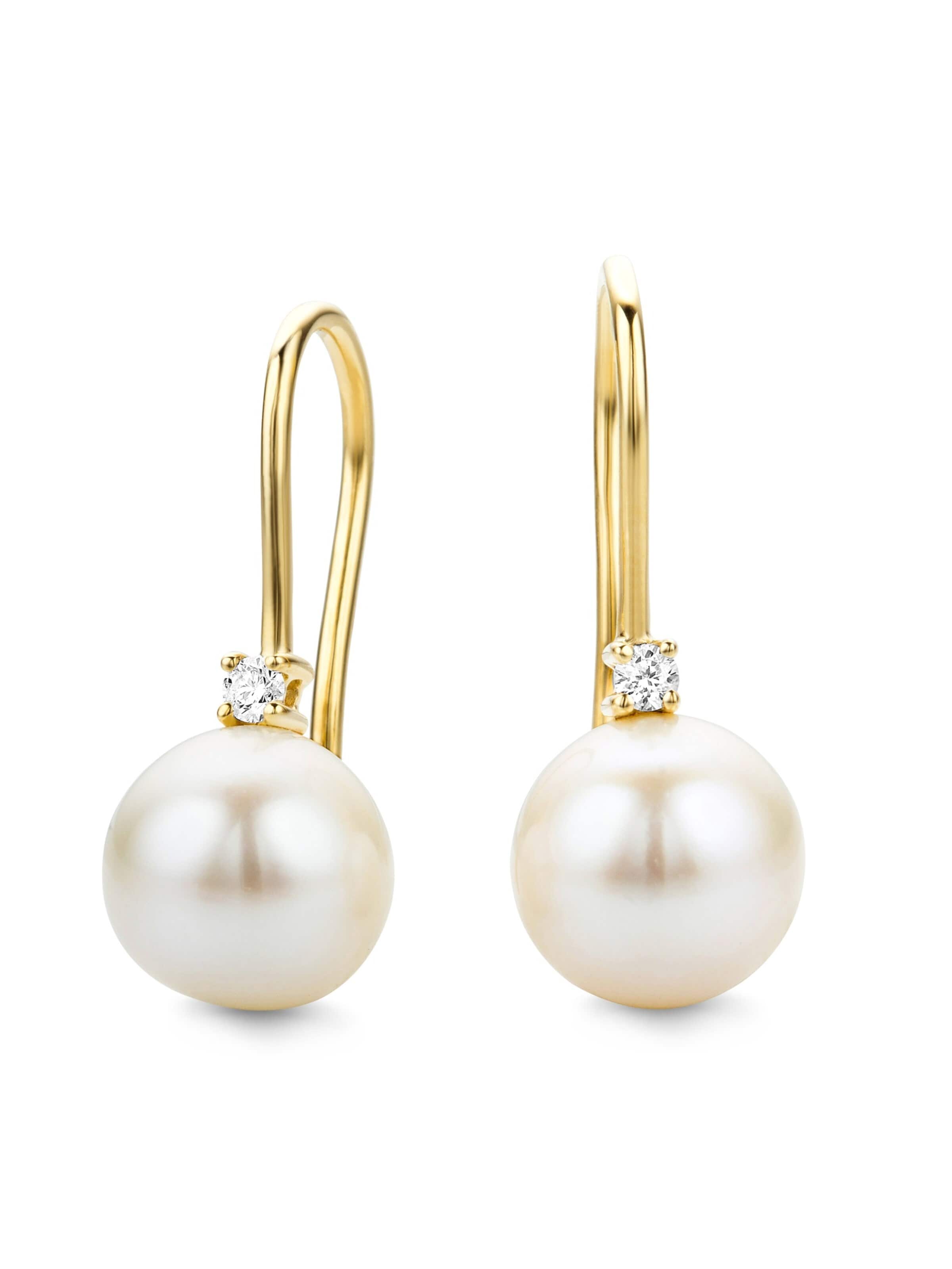 DIAMANT LETERNEL Ohrringe 'Ohrringe aus 585 Gelbgold mit 0.07 Karat Diamant mit Perle'‌‌‌‌‌ in Gold