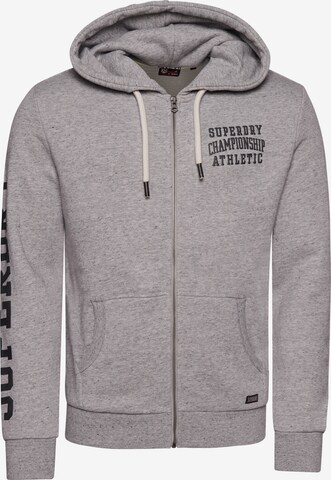 Superdry Zip-Up Hoodie 'Gym Athletic' in Grey: front