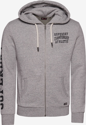 Superdry Zip-Up Hoodie 'Gym Athletic' in Grey: front