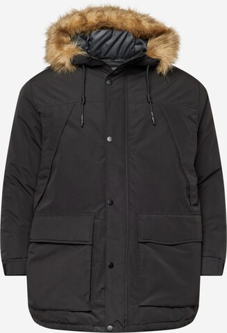 Jack & Jones Plus Winterparka 'Super' in Zwart: voorkant