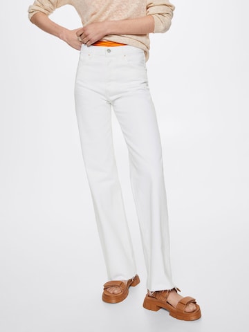 MANGO Wide leg Jeans 'Nora' in Wit: voorkant