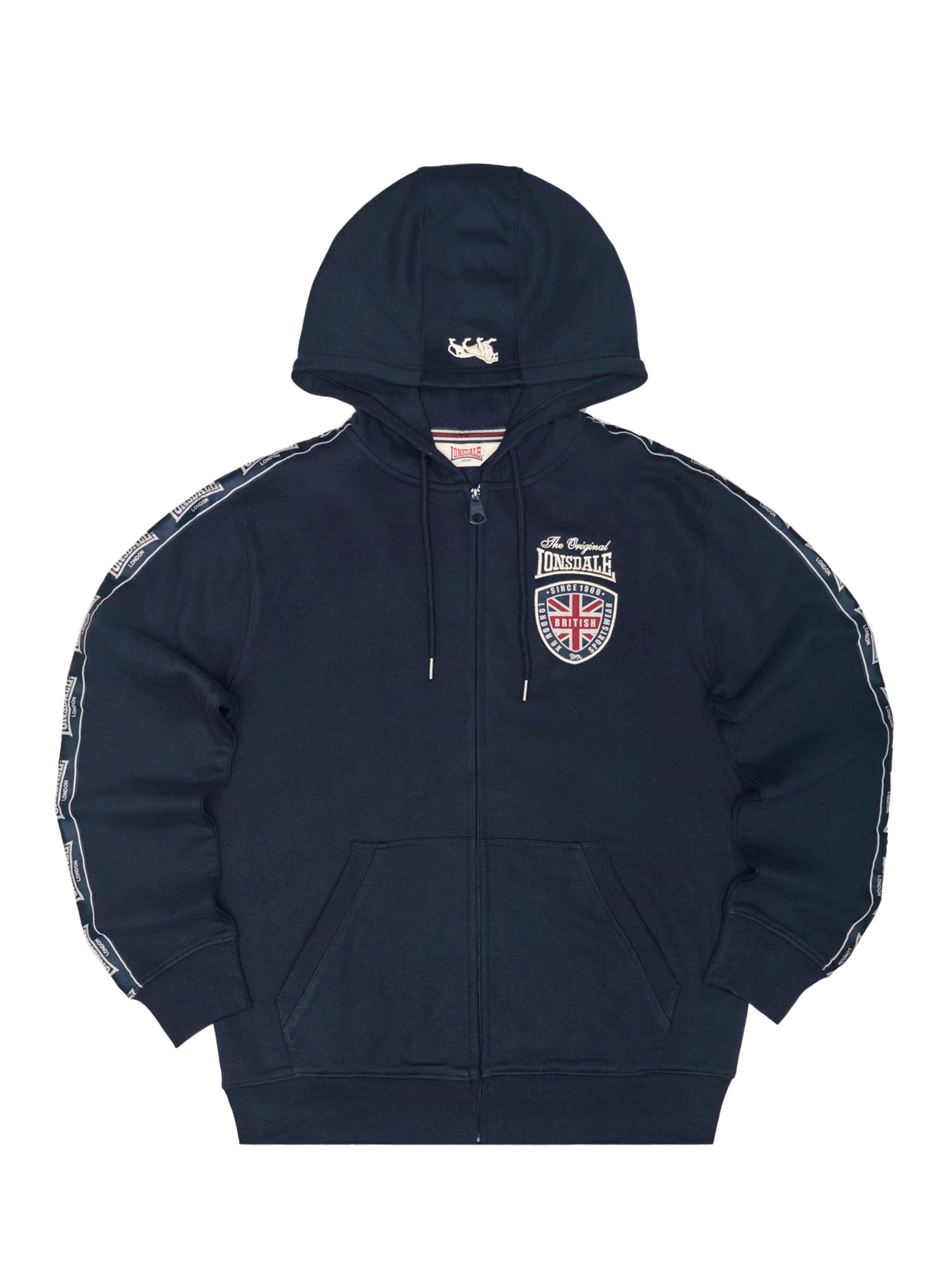 LONSDALE Sweatjacke in XXXL in navy / rot / weiß, Produktansicht