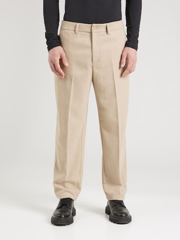 TRAPP Loose fit Trousers with creases in Beige: front