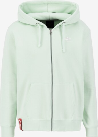 ALPHA INDUSTRIES Zip-Up Hoodie in Green: front