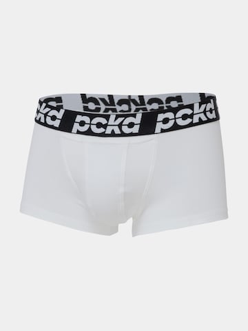 pckd – underwear done right. Boxer shorts 'Boxer Trunks' in White: front