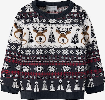 NAME IT Sweter 'NMNRISMAS' w kolorze niebieski: przód