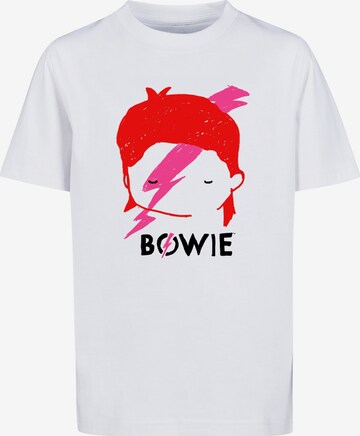 F4NT4STIC Shirt 'David Bowie Lightning Bolt Sketch' in Wit: voorkant