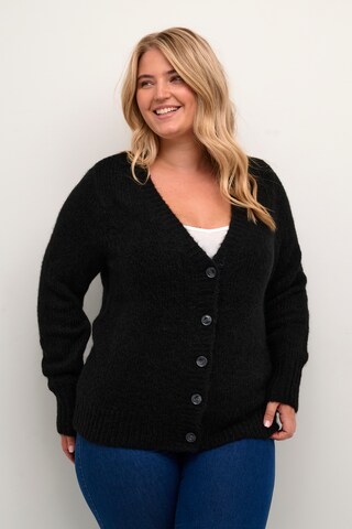 KAFFE CURVE Knit Cardigan 'Zolina' in Black: front